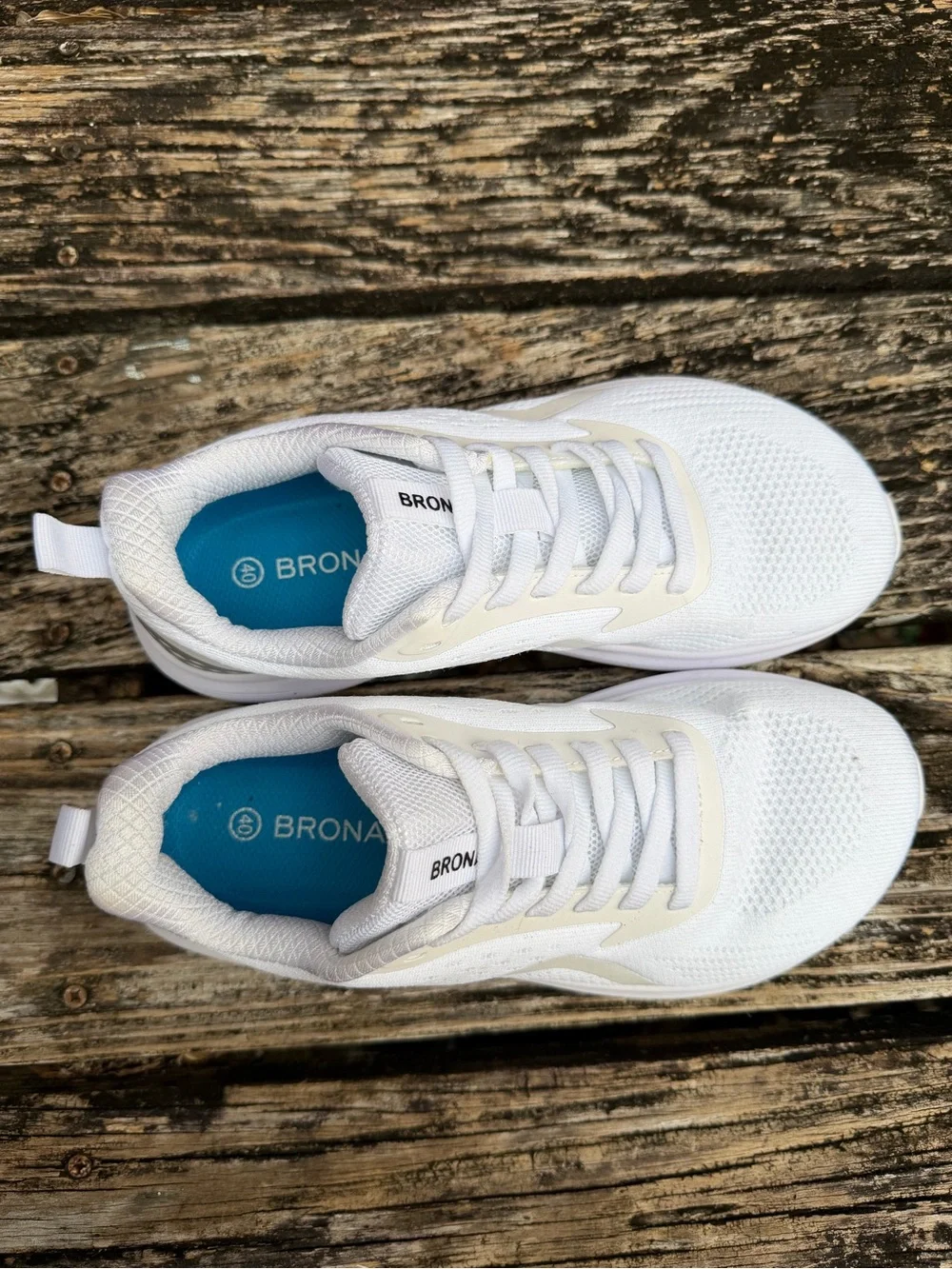 NWOT Bronax Mens Sz 7 Wide Toe Box White Mesh Athletic Sneakers Running Shoes X5